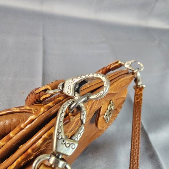 Vintage Brighton Norah Mini Crossbody Brown Leather Crocodile Embossed 2 Straps - Picture 12 of 12